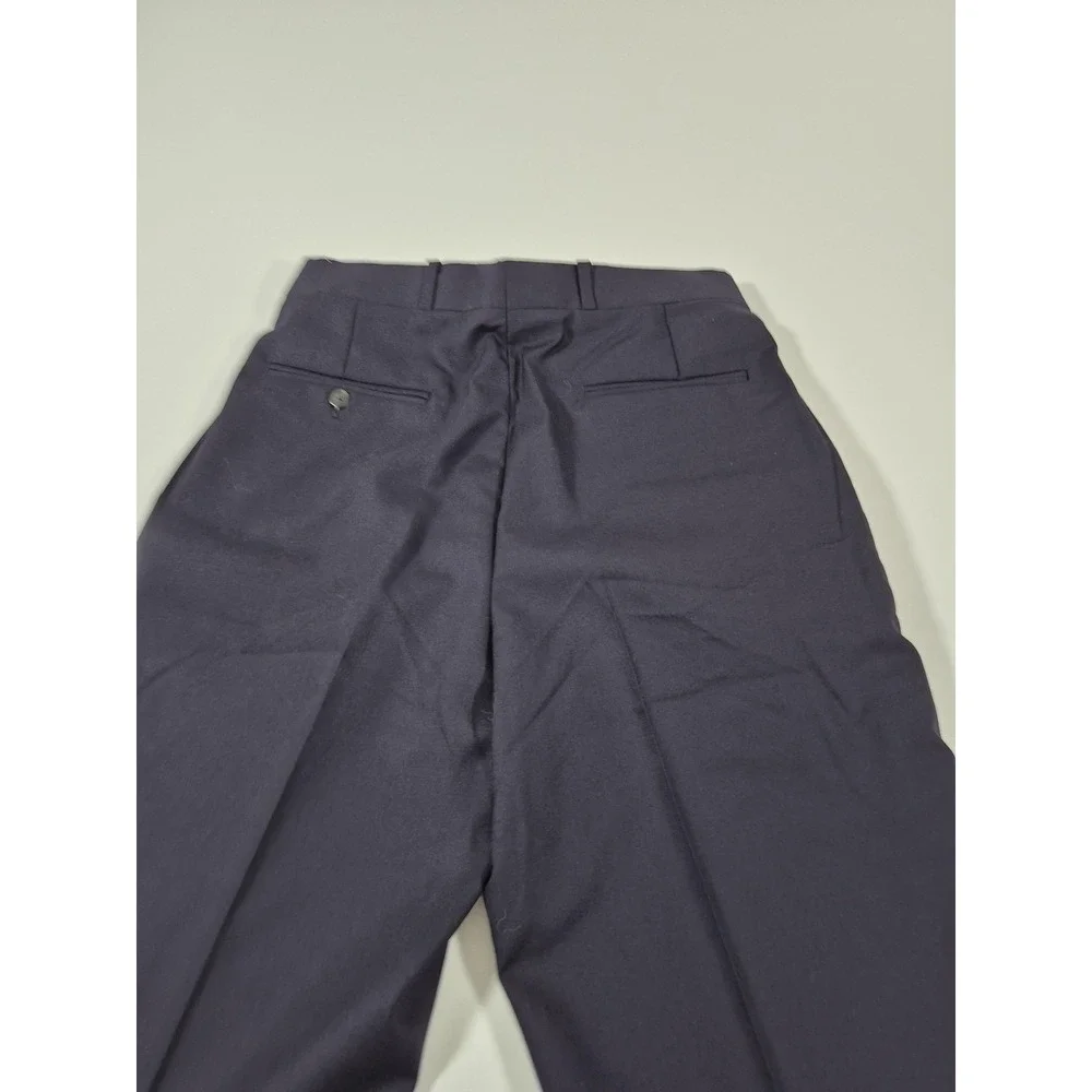 VTG Racquet Club Wool Dress Pants Men's 30x36 Blue Pleated Straight Unhemmed